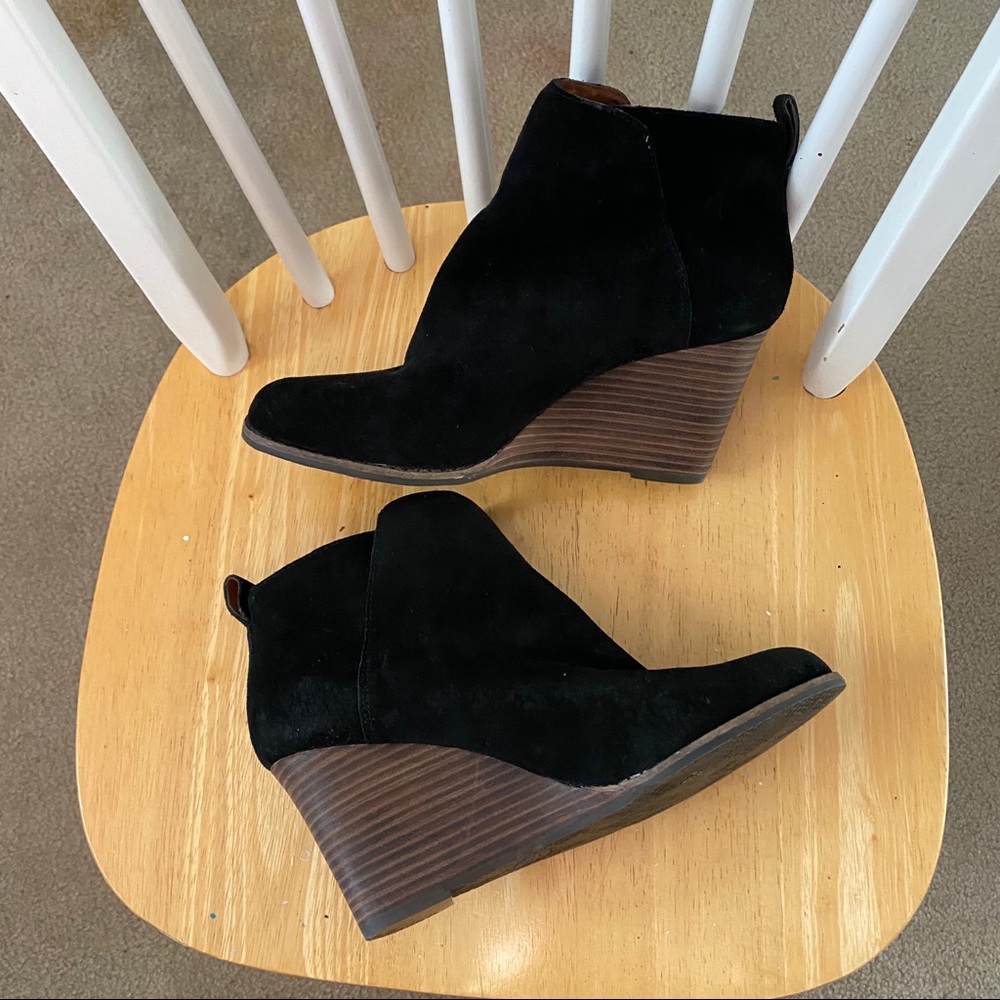 Lucky Brand Suede Wedge Booties, 10 W